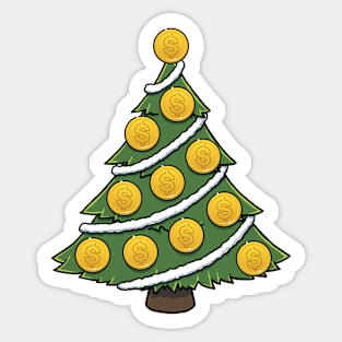 Gold Money Christmas Tree Sticker